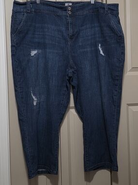 Penningtons Dark Blue Distressed Curvy Jeans